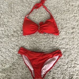 Red Ralph Lauren bikini top and bottom